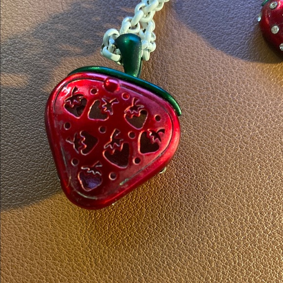 Dior Red Strawberry Necklace and Earrings Set - Picture 4 of 11